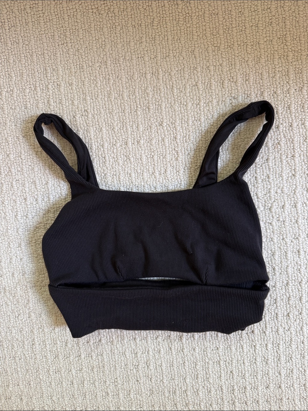 ALO Yoga Black Ribbed Cutout Sports Bra
